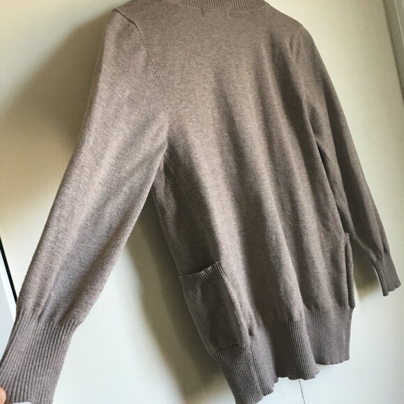 NWOT Active USA Beige Knit Long Sleeve Ribbed Banded Cardigan - Picture 4 of 16